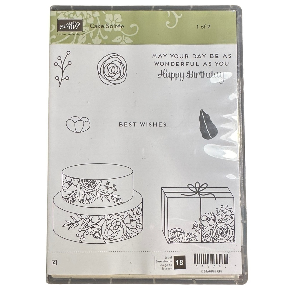 Stampin’ Up! Birthday Card Rubber Stamp set of 18 New in Storage Case